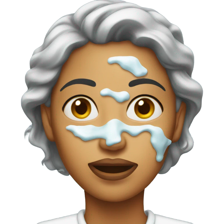 women with icing on her face emoji