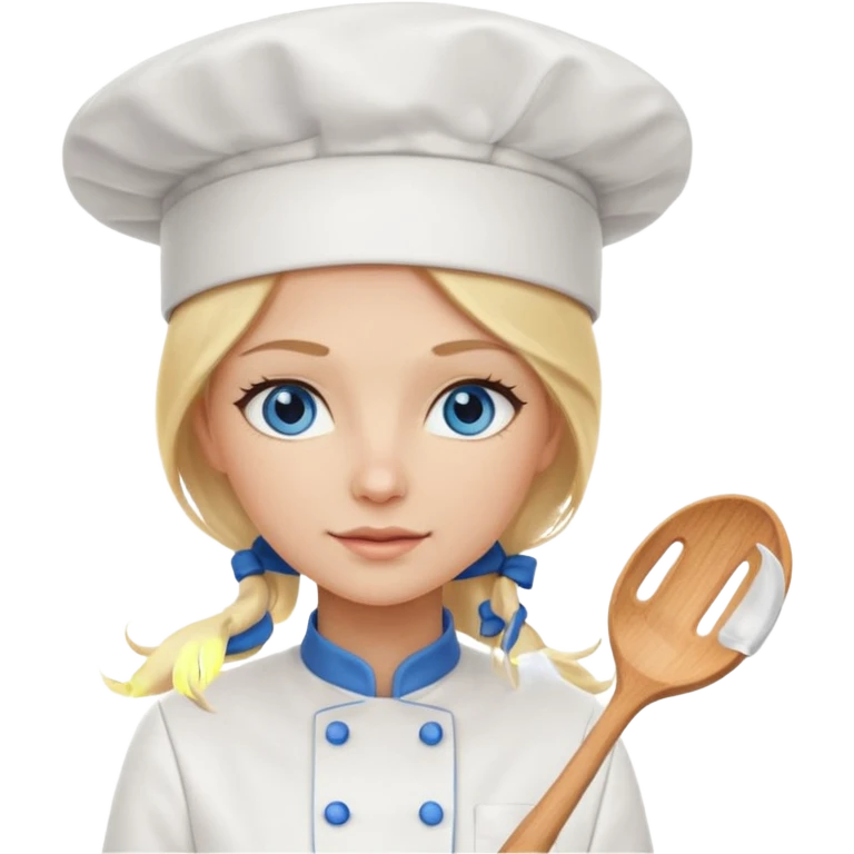 Long Blonde hair blue eyed female chef emoji
