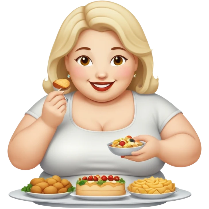 Fat lady eating buffet emoji