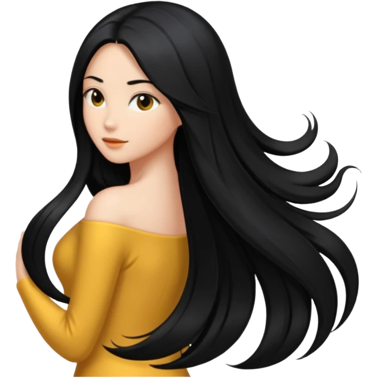 back view of long black hair emoji