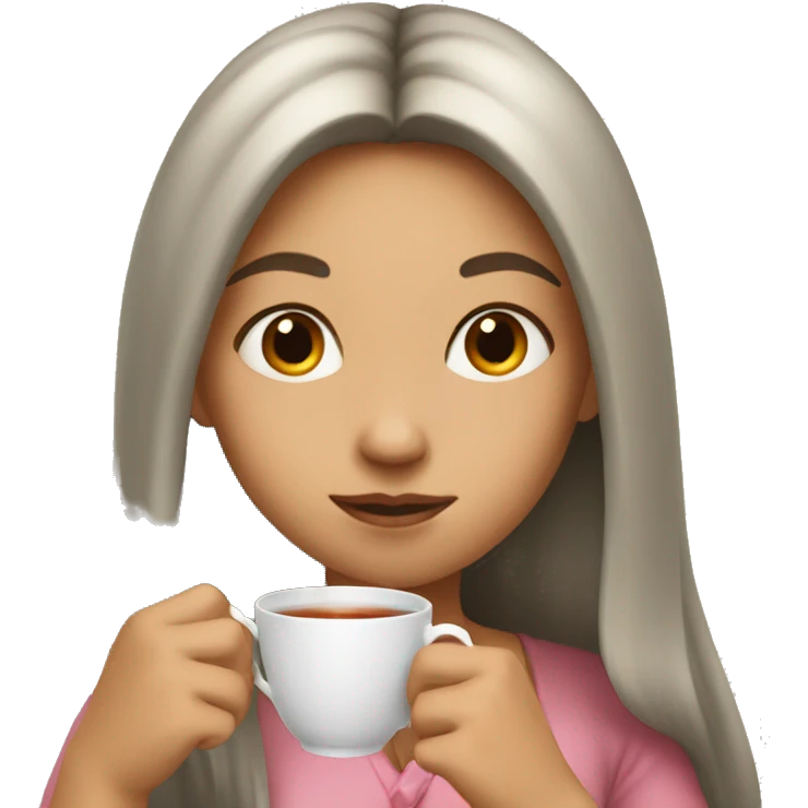 Girl with long hair sipping tea emoji