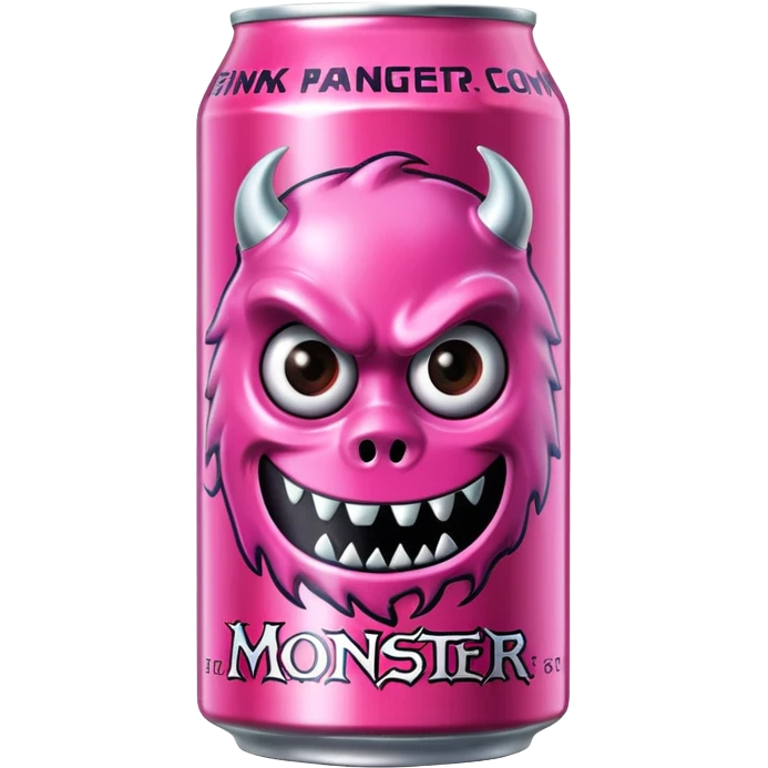 Pink monster energy drink with the logo of original monster company energy drink do not add the face in it just normal monster can  emoji