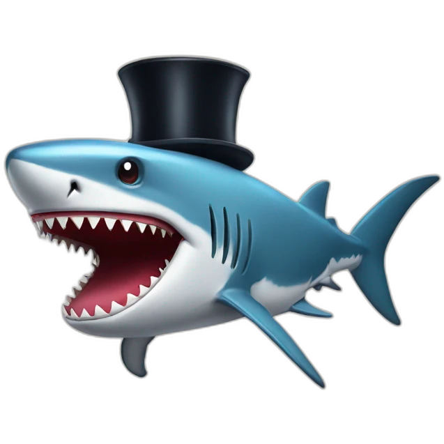 Shark with a top hat emoji