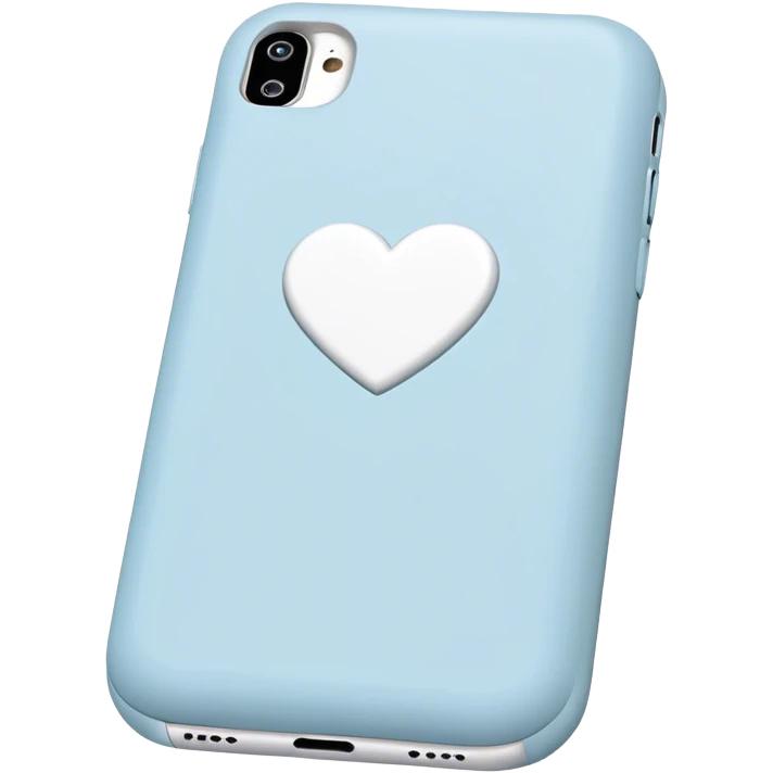 pastel blue cell phone with white heart emoji