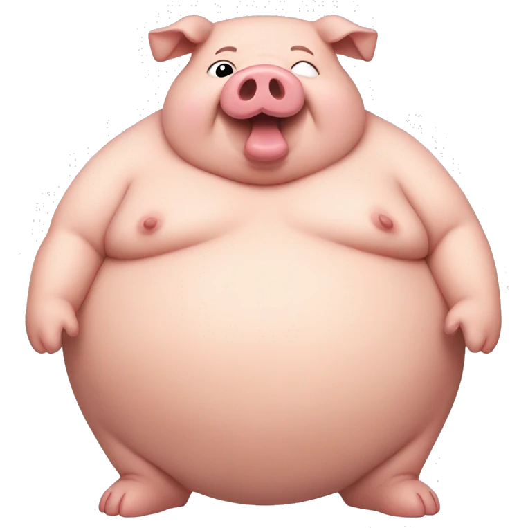 very fat obese pig big belly stomach emoji