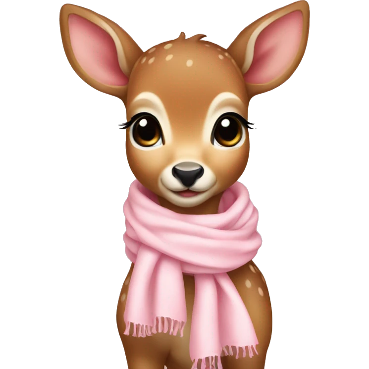 Baby deer wearing a light pink scarf emoji