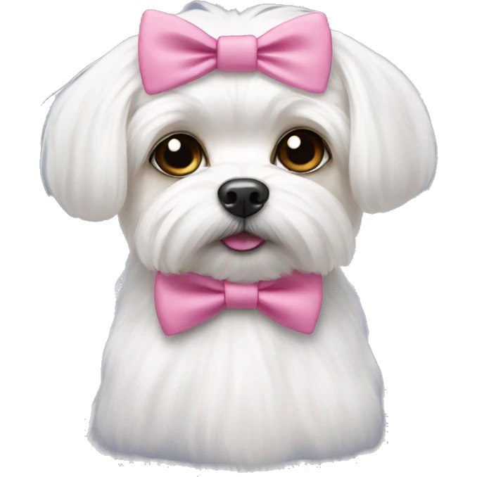 white maltese with pink bow tie  emoji