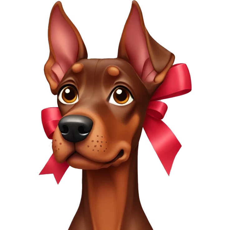 Red Doberman pinscher with bows emoji