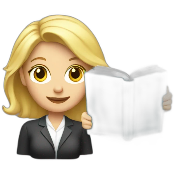 A blonde teacher with the book emoji