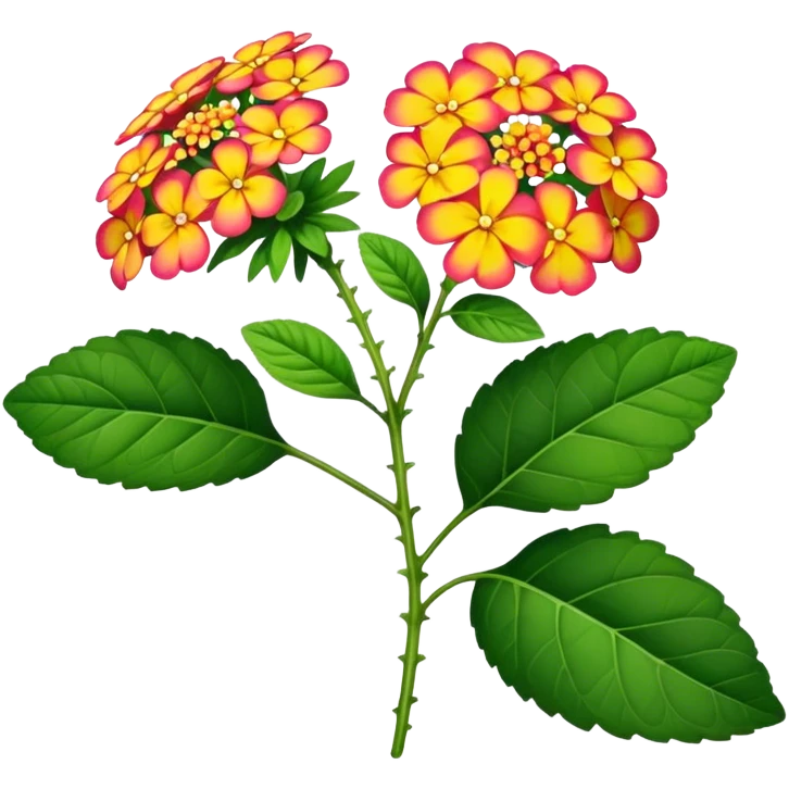 single Lantana flower, stem, leaf emoji