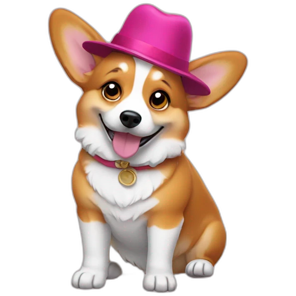 Full body Corgi in a silly hat emoji
