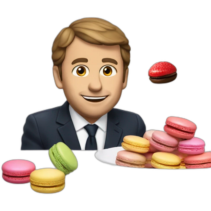 Macron qui mange des macarons emoji