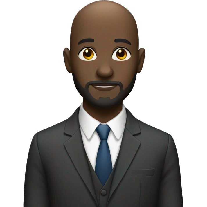 bald dark skin man thin beards in suit emoji
