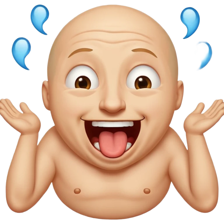 hilarious exaggerated laughing emoji face, bald man style or classic yellow emoji, mouth huge open laughing hysterically, tears flying everywhere, tongue out, holding belly or pointing, funny Greek meme energy, transparent background, cartoon vector, clean lines, 128x128, perfect for YouTube emoji" emoji