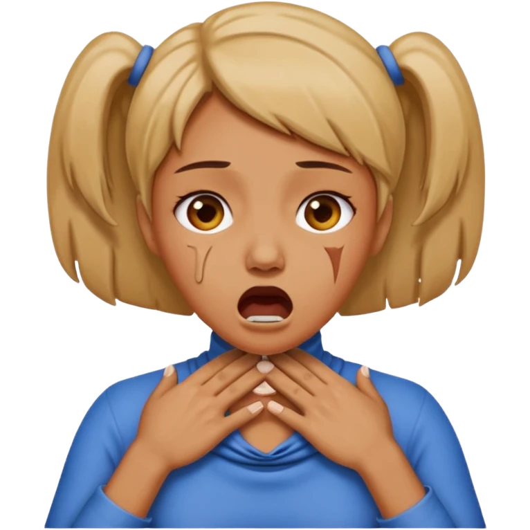 female choking her neck with hands with mouth opened emoji emoji