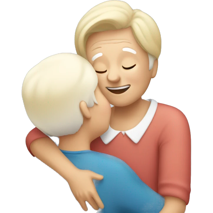 hug between grandma and blonde grandson  emoji