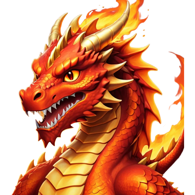 cinematic-noble-fierce-fire-dragon-portrait-emoji,-poised-and-imposing,-with-a-muscular,-scaled-body-ablaze-in-fiery-hues-of-crimson,-molten-orange,-and-molten-gold,-and-intense,-burning-eyes-that-mirror-the-heart-of-a-volcano;-rendered in detail emoji