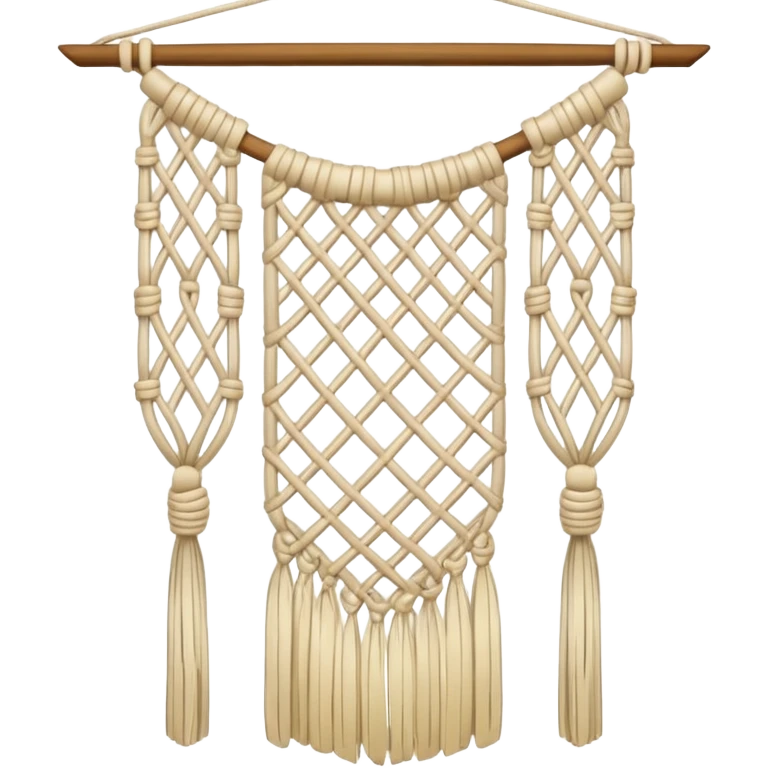 wall hanging with knotted threads emoji