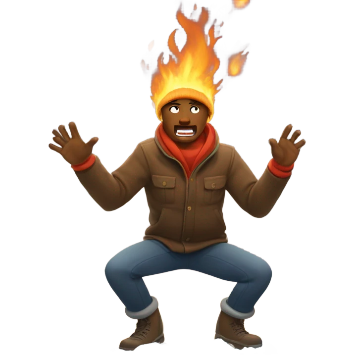 Guy throwing fire in the snow emoji