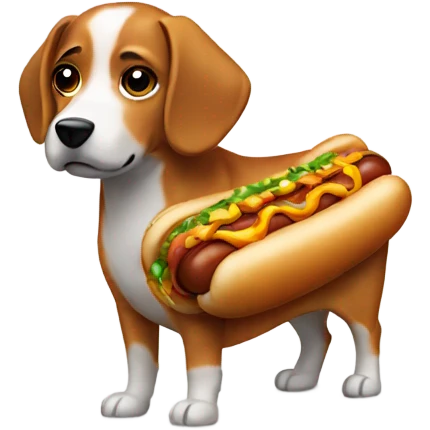 Dog with hotdog suit emoji