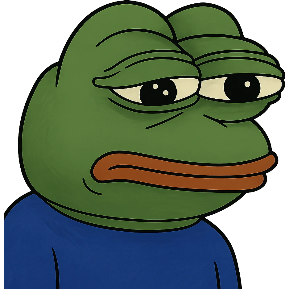 pepe the frog with a bored expression emoji