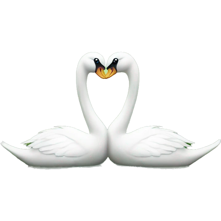 Two swans love grass back ground with hearts  emoji