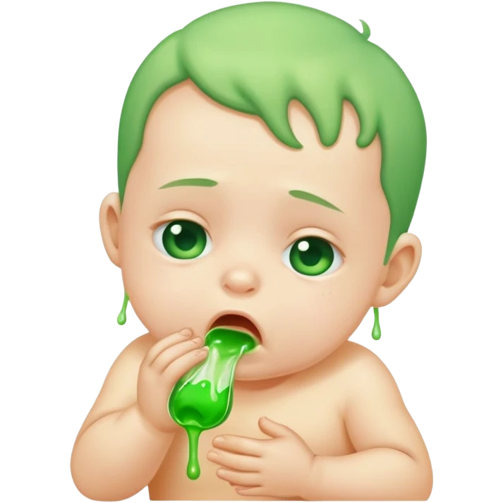 bebe vomitando liquido verde emoji