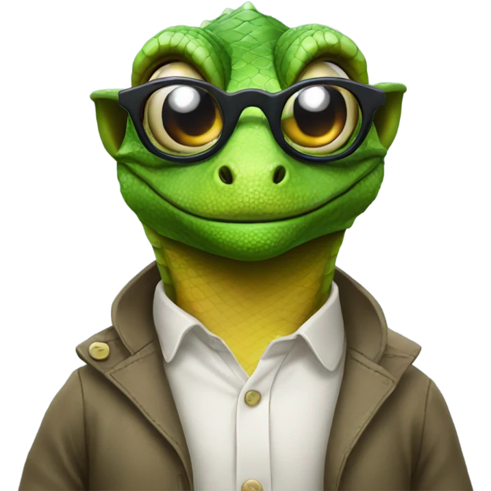 Lizard wearing glasses emoji