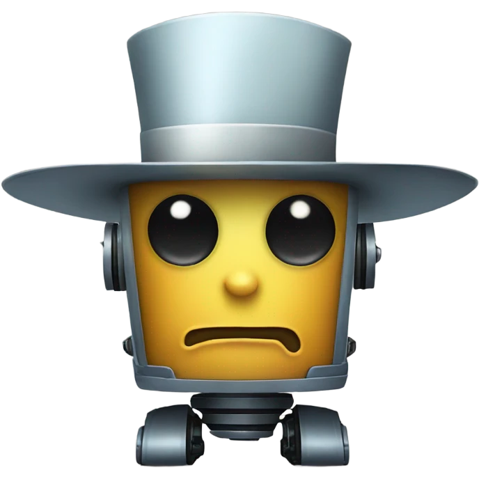 Robot with a large hat emoji