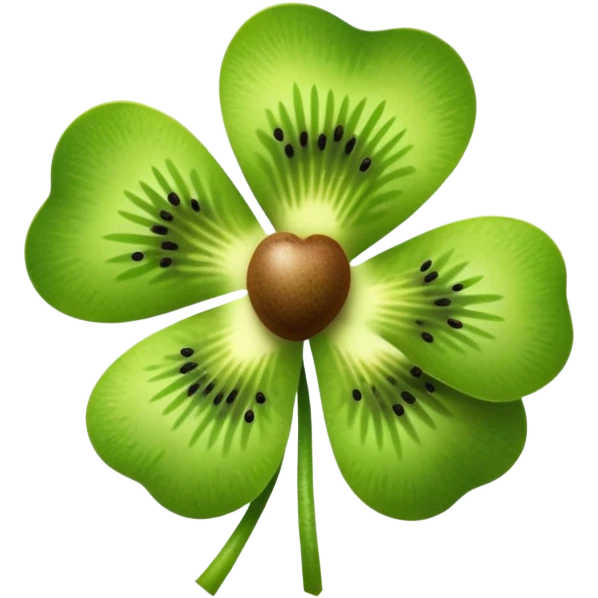a four-leaf clover with a kiwi fruit emoji