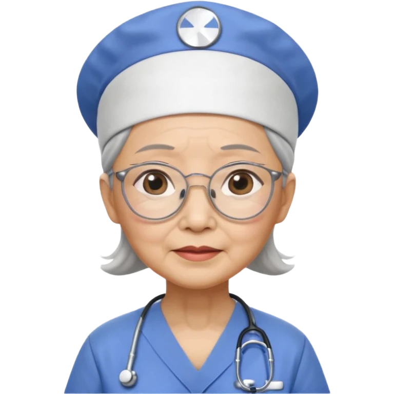 OLD ASIAN WOMAN WITH GLASSES, NURSE SCRUBS, CAP, NO HAIR SHOWING emoji