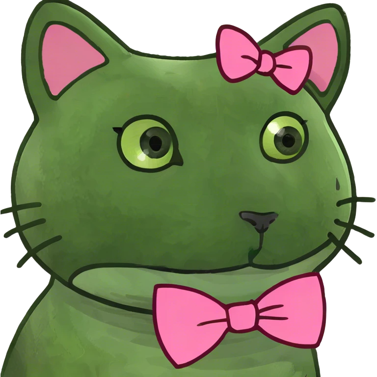 Black cat with a pink bow in the head emoji