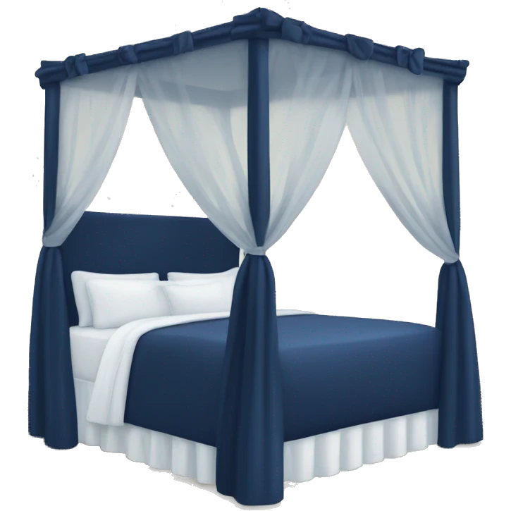 Navy blue canopy bed with white bows emoji