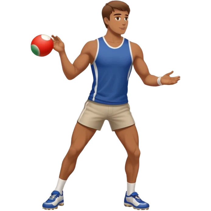 Jeune homme grand et costaud, brun qui joue à  la pétanque emoji