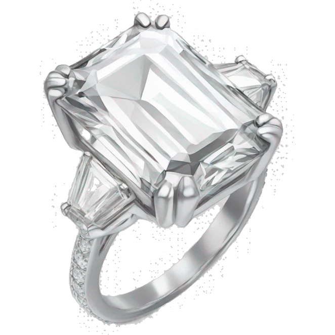 Emerald cut diamond ring silver emoji