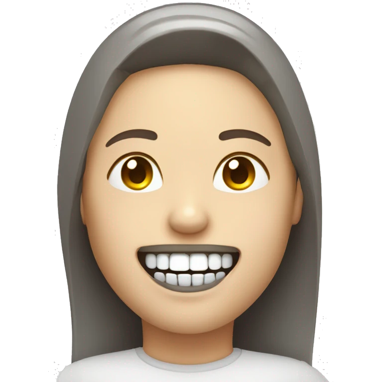 person with line metal braces ontop of white teeth emoji