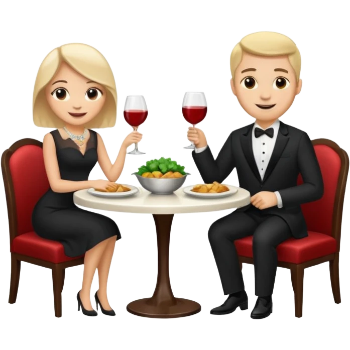 ligth couple having dinner at a restaurant full body emoji