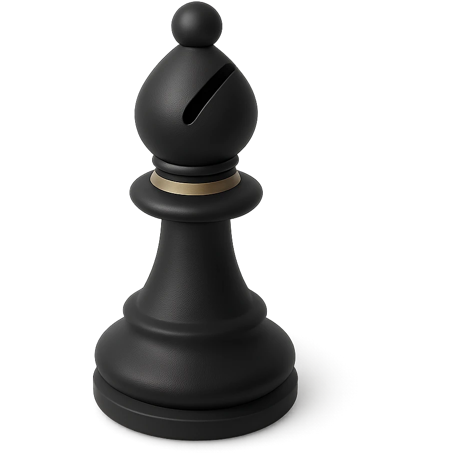 a stylized chess bishop in 3D black style emoji