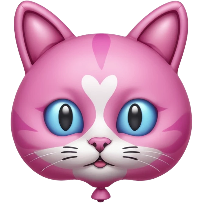 Make a pink cat with a balloon head, no the head is a balloon with the details of the cat head on the balloon head emoji