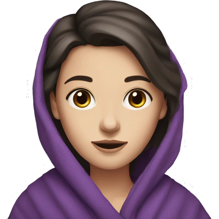 dark haired white girl with purple blanket around her shoulders  emoji