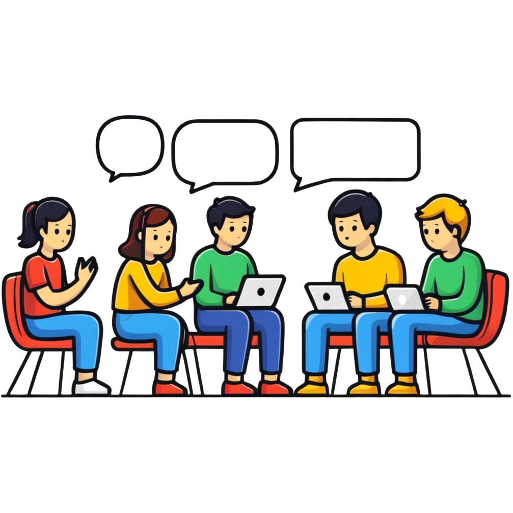 people chatting together in a digital group conversation emoji