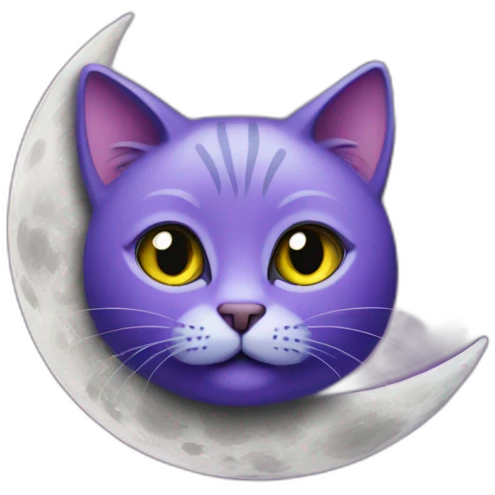 purple cat on the moon emoji