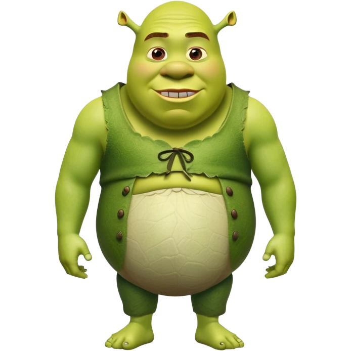 Inflated, chucked shrek with a gigantic cucumber between the legs emoji