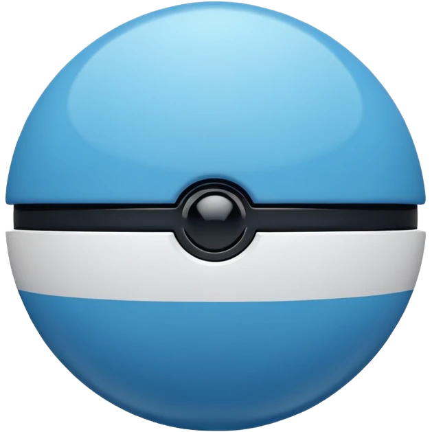 blue pokeball emoji, top half is a more saturated blue, bottom half is white, black stripe emoji