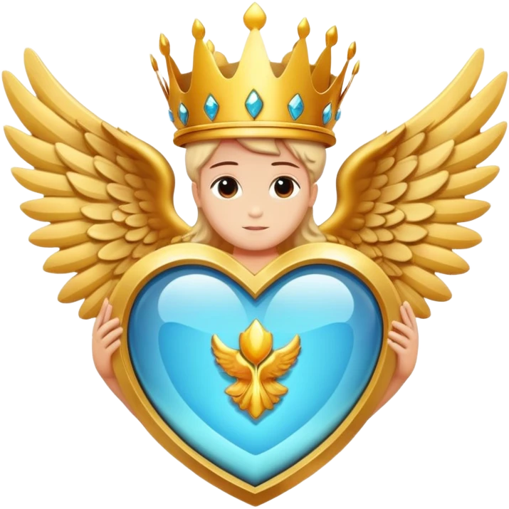 Big complex rubby stone award-in-frame-decorated-with-big-golden-angel--wings and crown emoji