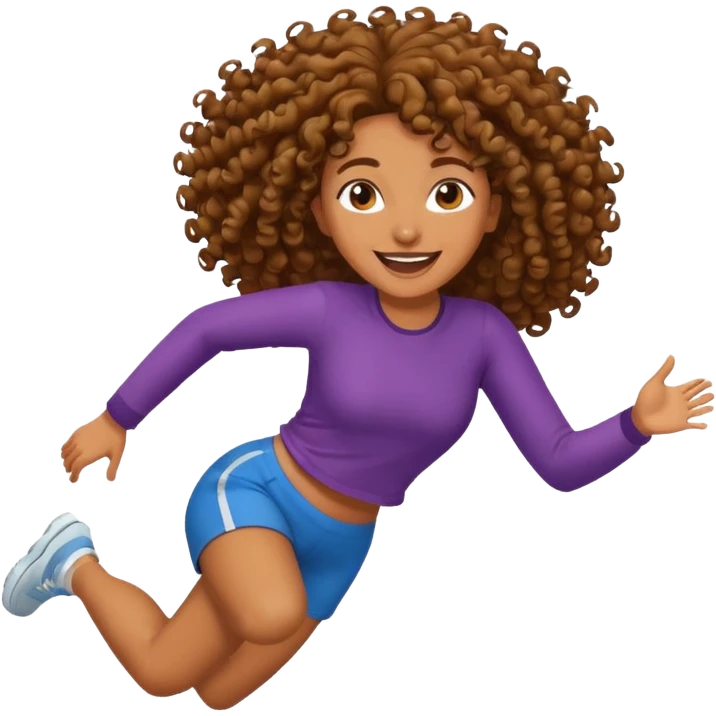 Treino de corrida mulher morena de cabelos cacheados caindo nas costas emoji