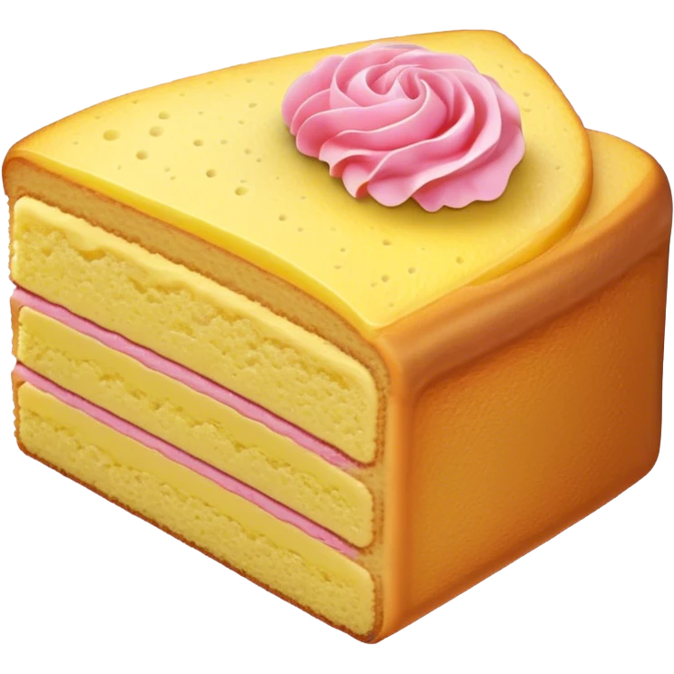 slice of sponge cake, with minimal pink emoji