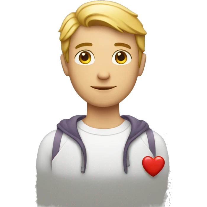 a white man holding a heart emoji