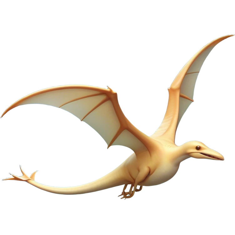 Beautiful and Majestic Pterodactyl Portrait Emoji, Head and body rendered in serene repose with a gentle, content smile, showcasing a slender, aerodynamic form with expansive wings gently folded and eyes softly closed in tranquil slumber, Simplified yet exquisitely endearing features, highly detailed, glowing with a soft, drowsy celestial light, high shine, relaxed and utterly majestic, stylized with an air of timeless aerial splendor, soft glowing outline, capturing the essence of a beautiful and majestic Pterodactyl that embodies the pure grace of prehistoric flight! emoji