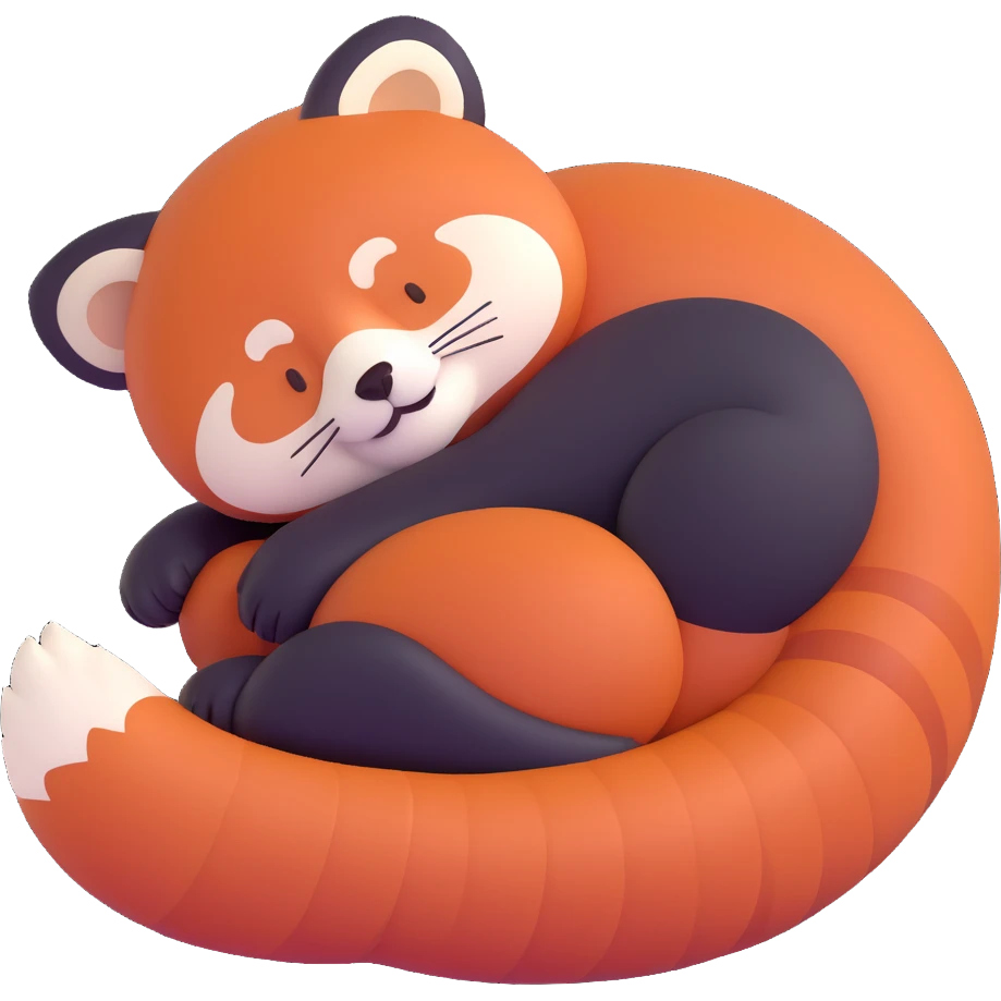 red panda curled up sleeping emoji